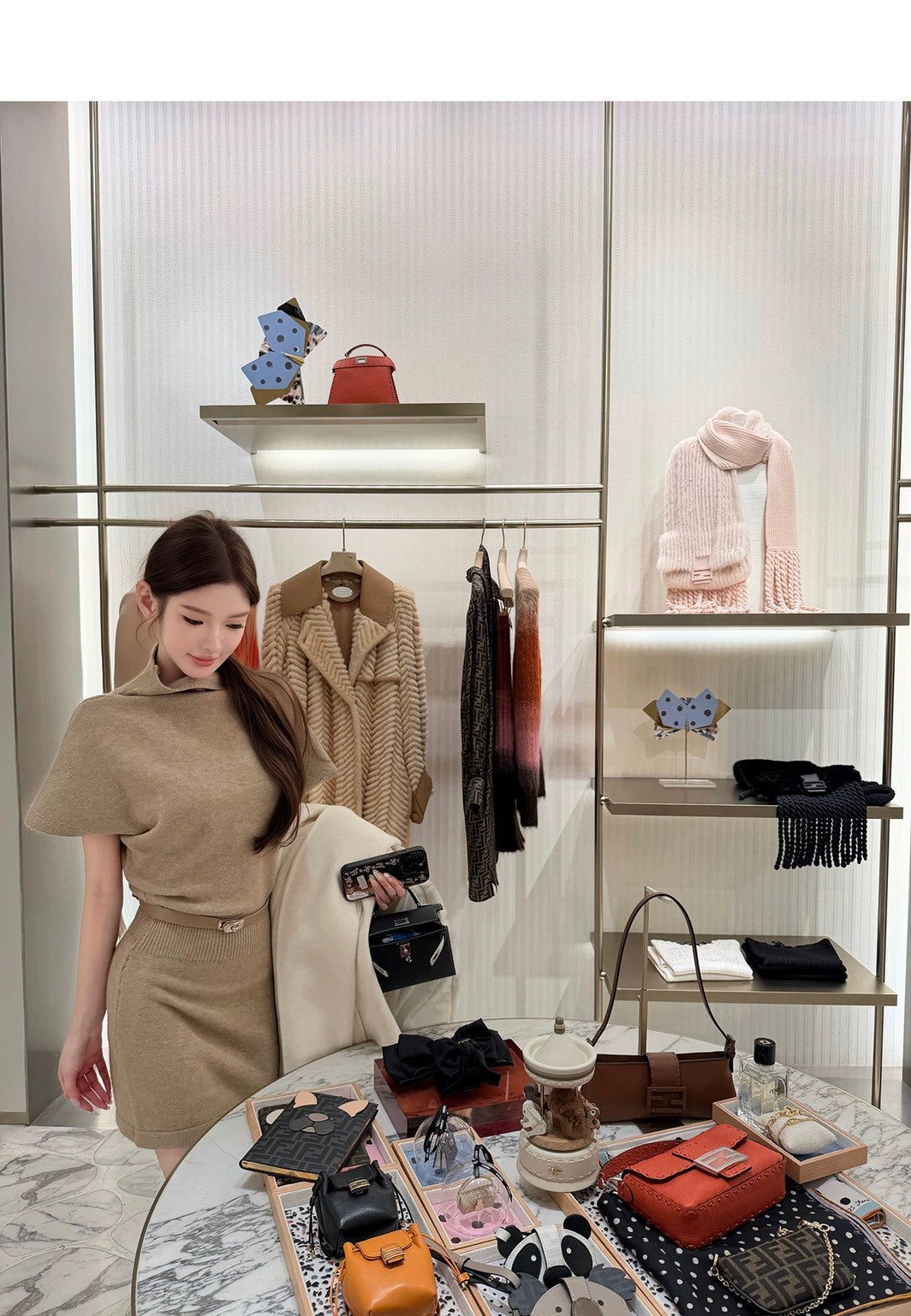 Mon. ‘千金韓女’貴氣半高領高腰針織連身裙 卡其/黑