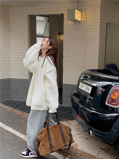 Wed. 軟糯縫線感落肩外套