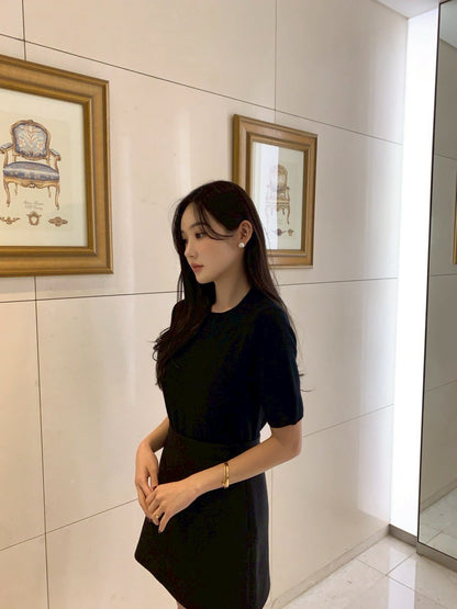 Mon. 童話書通勤百搭針織上衣外套2件組 紅/黑