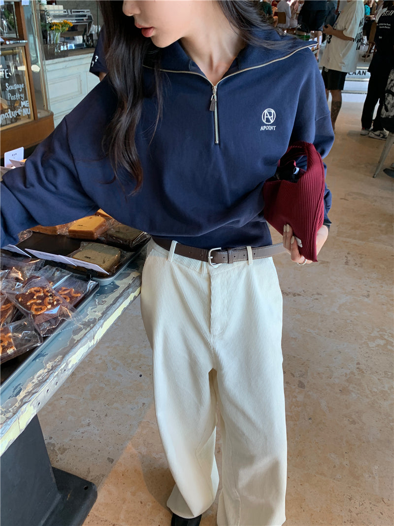 Wed. 復古美式 拉鍊翻領上衣