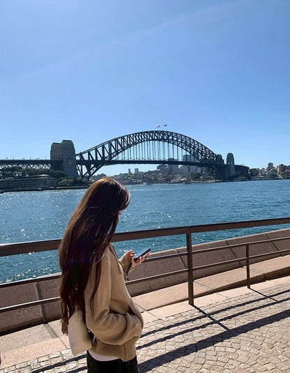 Fri. 韓系私服！多穿百搭H型連帽針織外套 灰/卡其