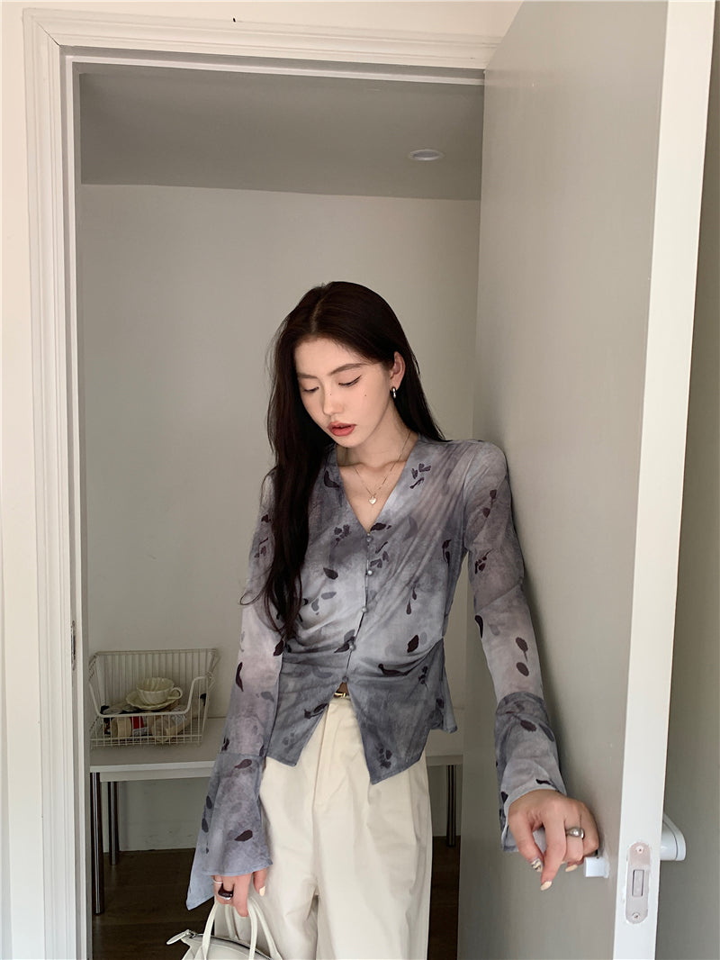 Tue. 復古千禧水墨印花上衣 2色