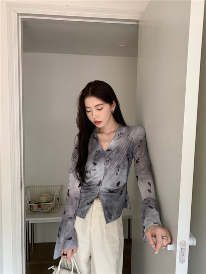 Tue. 復古千禧水墨印花上衣 2色