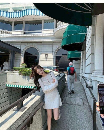 Tue. Crush 美神裙掌管高級與性感針織縷空裙 白