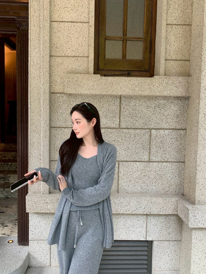 Fri. 柔暖fufu慵懶針織三件套 燕麥/灰