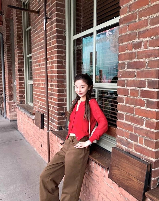 Mon. 百搭簡約美式直筒修身工裝褲 美式咖色