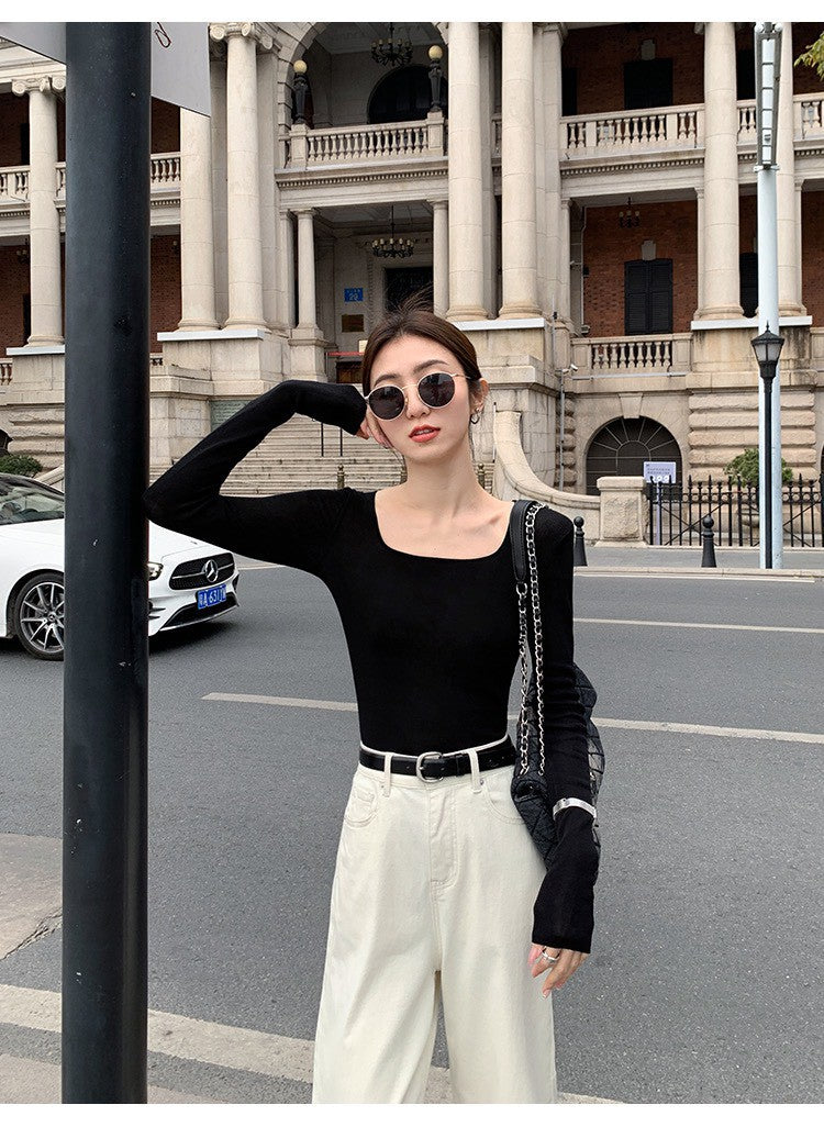 Tue. 休閒小白褲 日常百搭高腰直筒褲