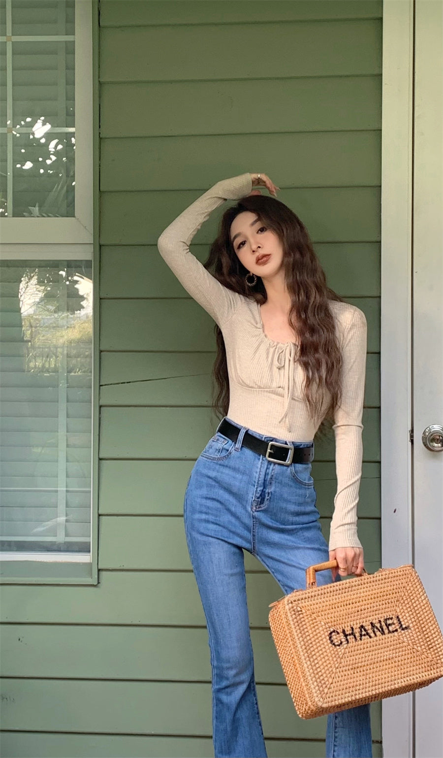 Wed. 溫柔復古方領綁帶上衣