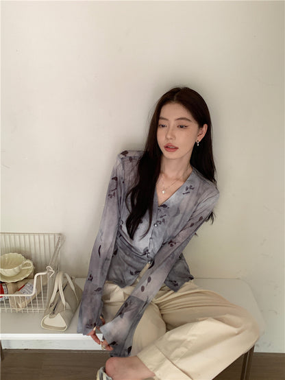 Tue. 復古千禧水墨印花上衣 2色