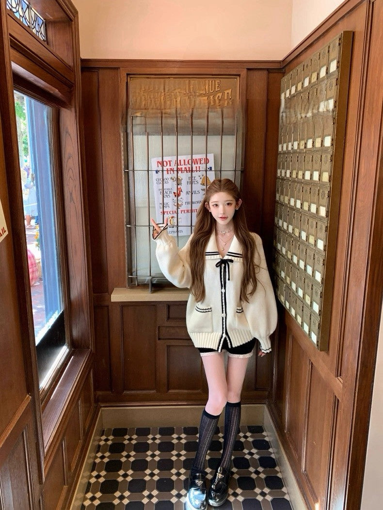 Tue. 燈塔Fp海軍風慵懶針織外套 米