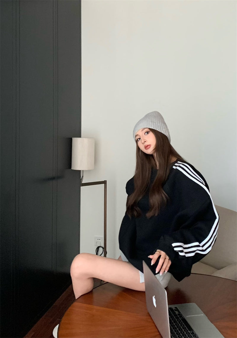 Sat. 復古美式連肩衛衣 灰/黑