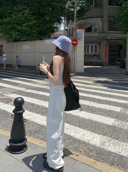 Fri. 大口袋牛仔工裝褲 米白