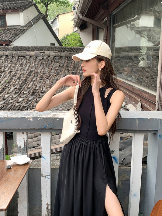 Fri. 設計感背心連身裙 黑