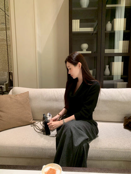 Mon. TH高蘯領修身針織上衣 灰/黑/咖