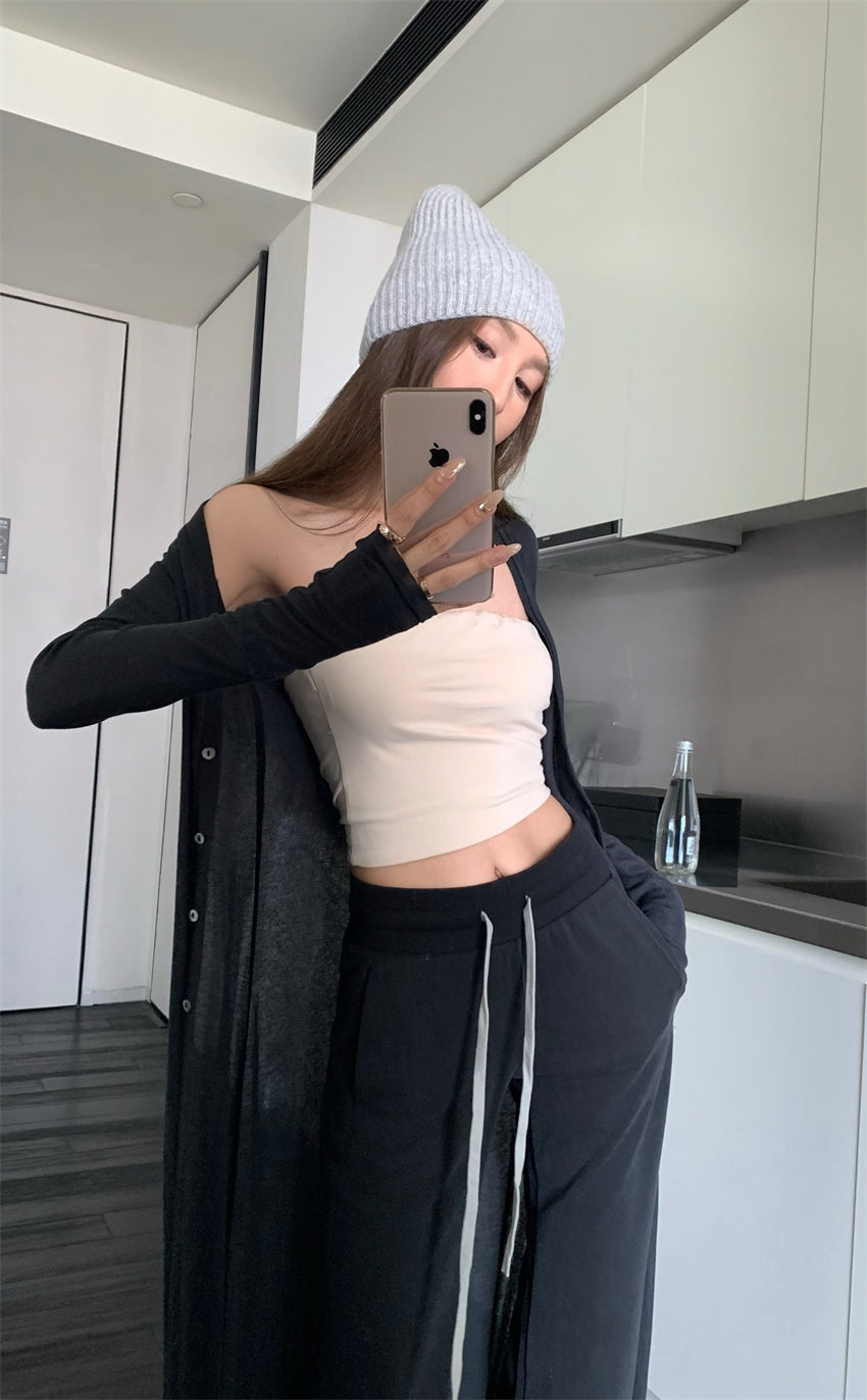 Wed. 慵懶透視感長外套 & 高腰休閒褲