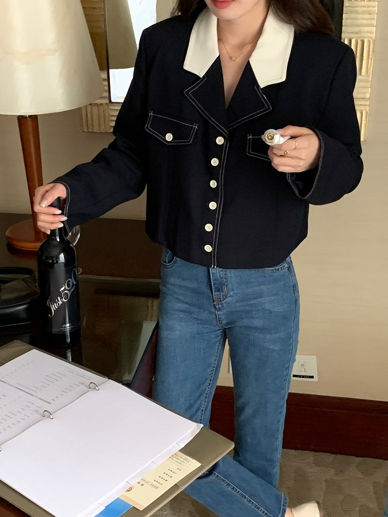 Sun. 撞色翻領miu感西裝外套