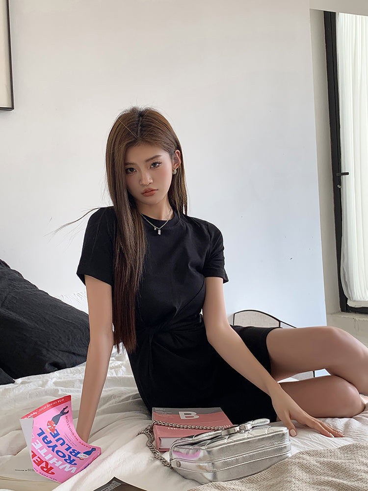 Wed. 收腰休閒連身裙 黑