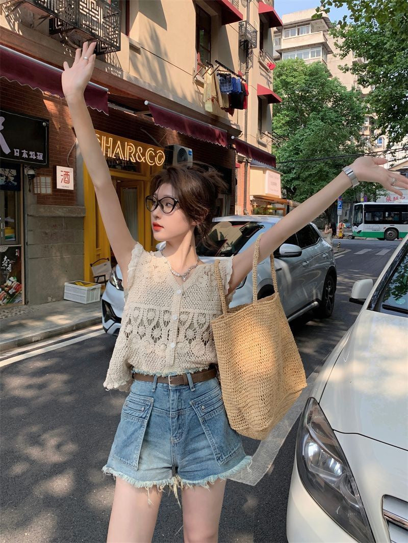 Sun. 度假編織縷空背心