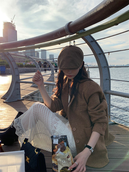 Mon. 羊毛混紡廓形西裝外套 & 優雅縷空繡花連身裙