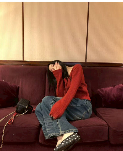 Mon. 打破常規 水洗做舊低腰直筒褲