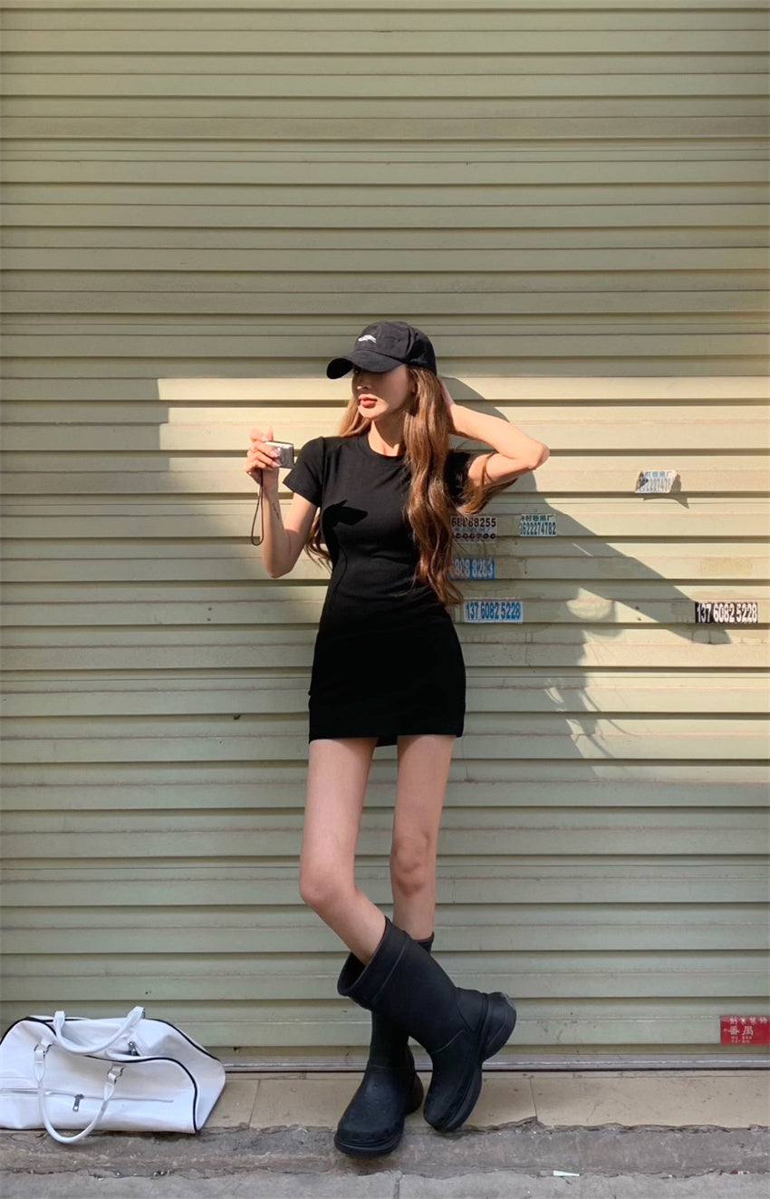 Thu. 美式經典包臀裙 紫/黑