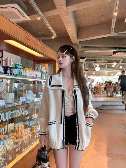 Tue. 燈塔Fp海軍風慵懶針織外套 米