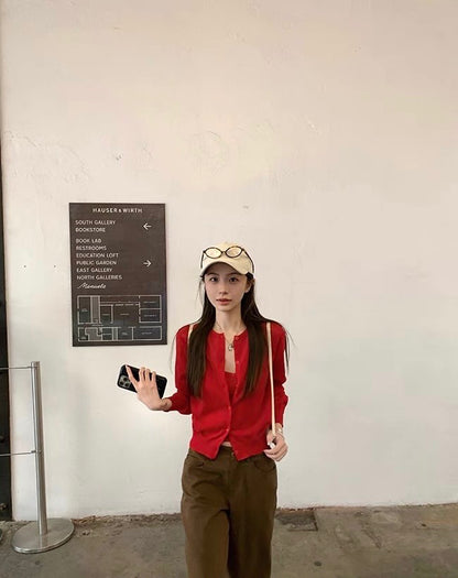 Mon. 百搭簡約美式直筒修身工裝褲 美式咖色