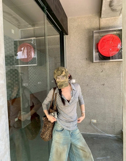Tue. 美式酷炫髒髒七分牛仔褲
