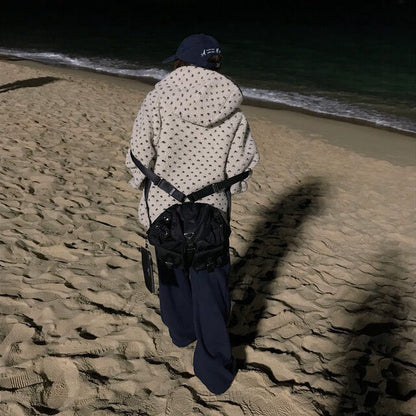 Fri. 熱呼便利店愛心波點羊羔毛連帽外套 咖/灰