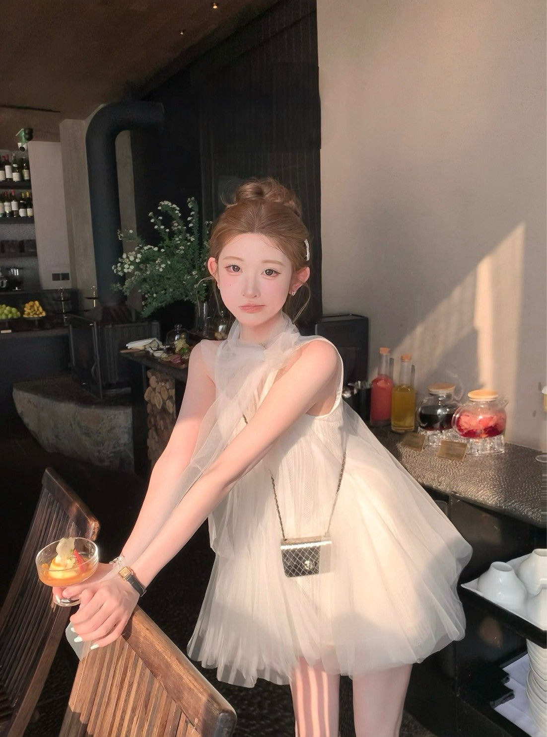 Mon. Jory*仙子蝴蝶網紗夢幻連身洋裝 白色 無袖款