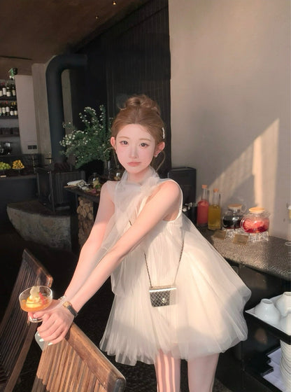 Mon. Jory*仙子蝴蝶網紗夢幻連身洋裝 白色 無袖款