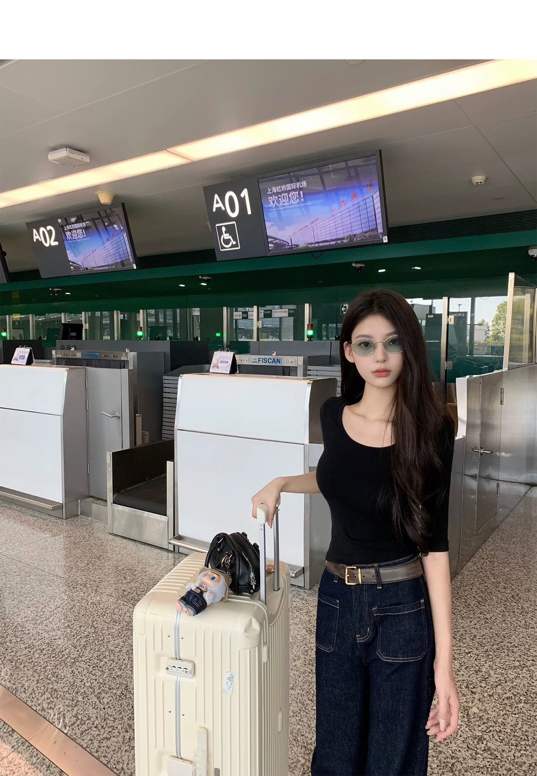 Thu. 超好搭韓女氣質五分袖U領上衣 黑