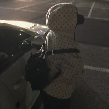 Fri. 熱呼便利店愛心波點羊羔毛連帽外套 咖/灰