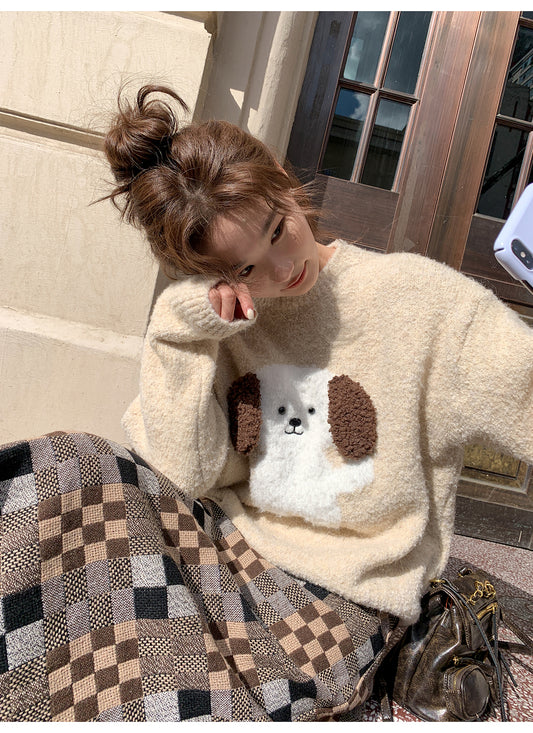 Sun. 你好puppy 立體毛氈圓領針織上衣