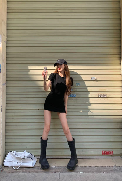 Thu. 美式經典包臀裙 紫/黑