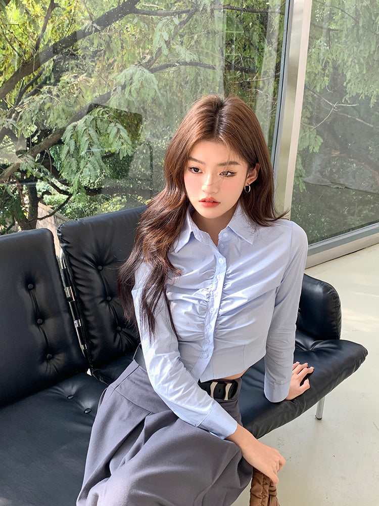 Mon. 質感西裝百摺長裙 深灰