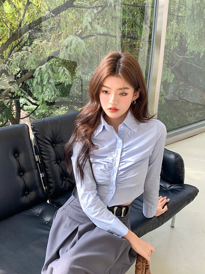 Mon. 質感西裝百摺長裙 深灰