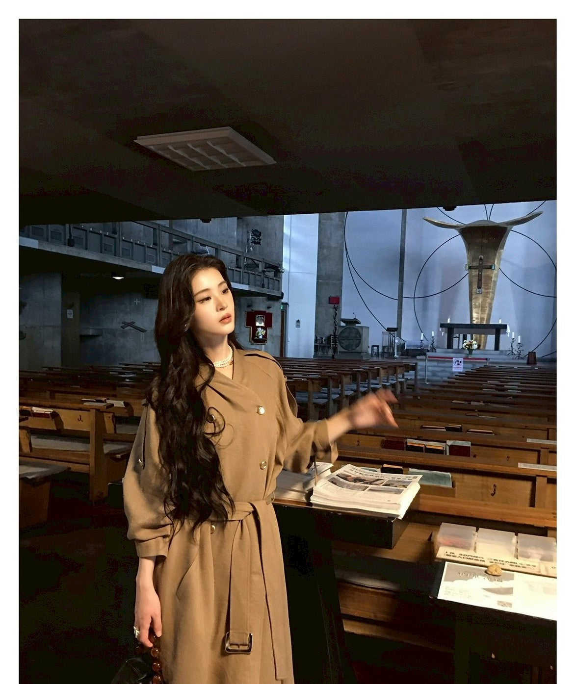 Mon. 諾丁山秋冬雙排扣混紡風衣 玉白/深卡其