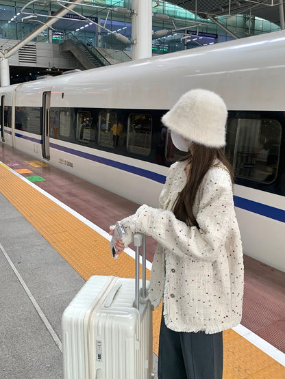 Sun. 編織鬚邊彩片小香外套