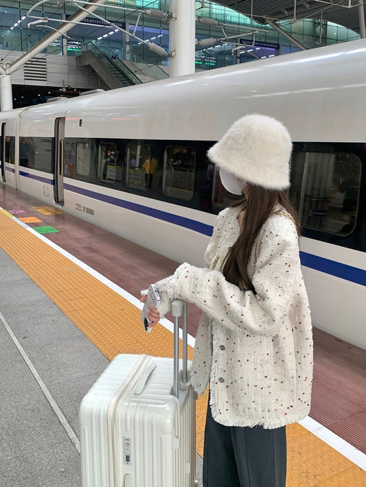 Sun. 編織鬚邊彩片小香外套