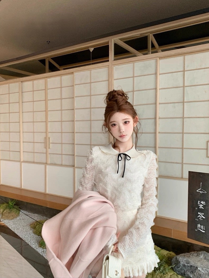 Tue. Cedar雪松星夢幻蕾絲女神白色套裝