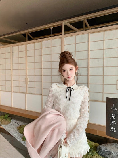 Tue. Cedar雪松星夢幻蕾絲女神白色套裝