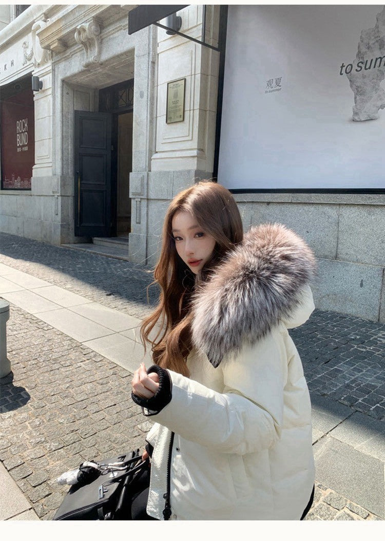 Tue. 軟chao大毛領吐司羽絨外套 白