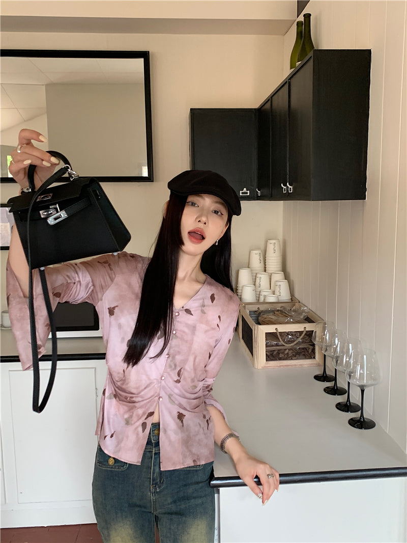 Tue. 復古千禧水墨印花上衣 2色