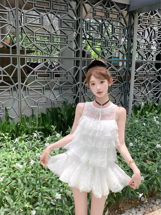Mon. 西西里杏仁蛋糕紗裝背心 半身裙