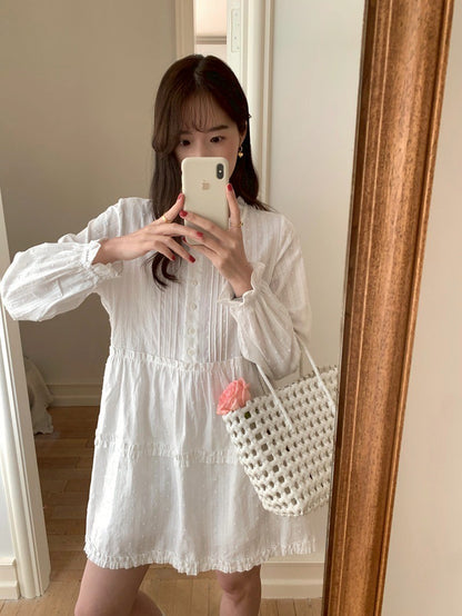 Mon. 甜心顏值娃娃領高腰襯衫裙