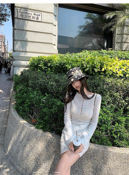 Tue. Crush 美神裙掌管高級與性感針織縷空裙 白