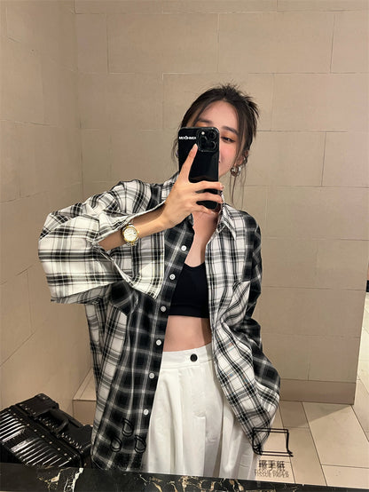 Tue. 不對稱格子襯衫