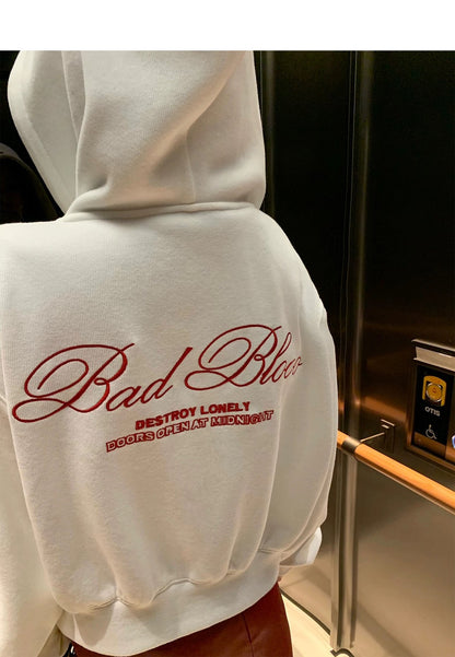 Thu. 女idol週末韓里韓氣刺繡連帽外套 紅刺繡