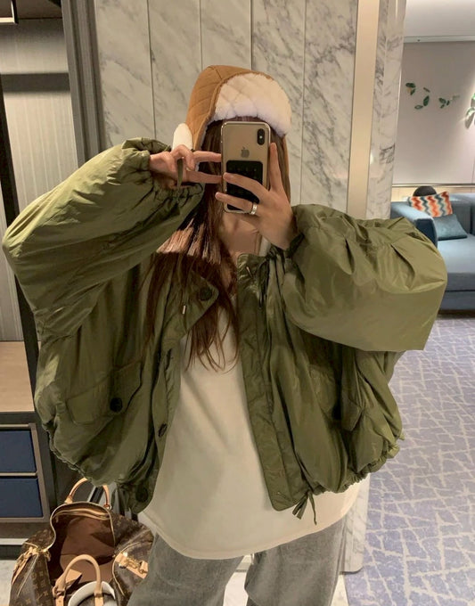 Mon. CORTIS韓團感休閒飛行保暖外套 軍綠/咖棕